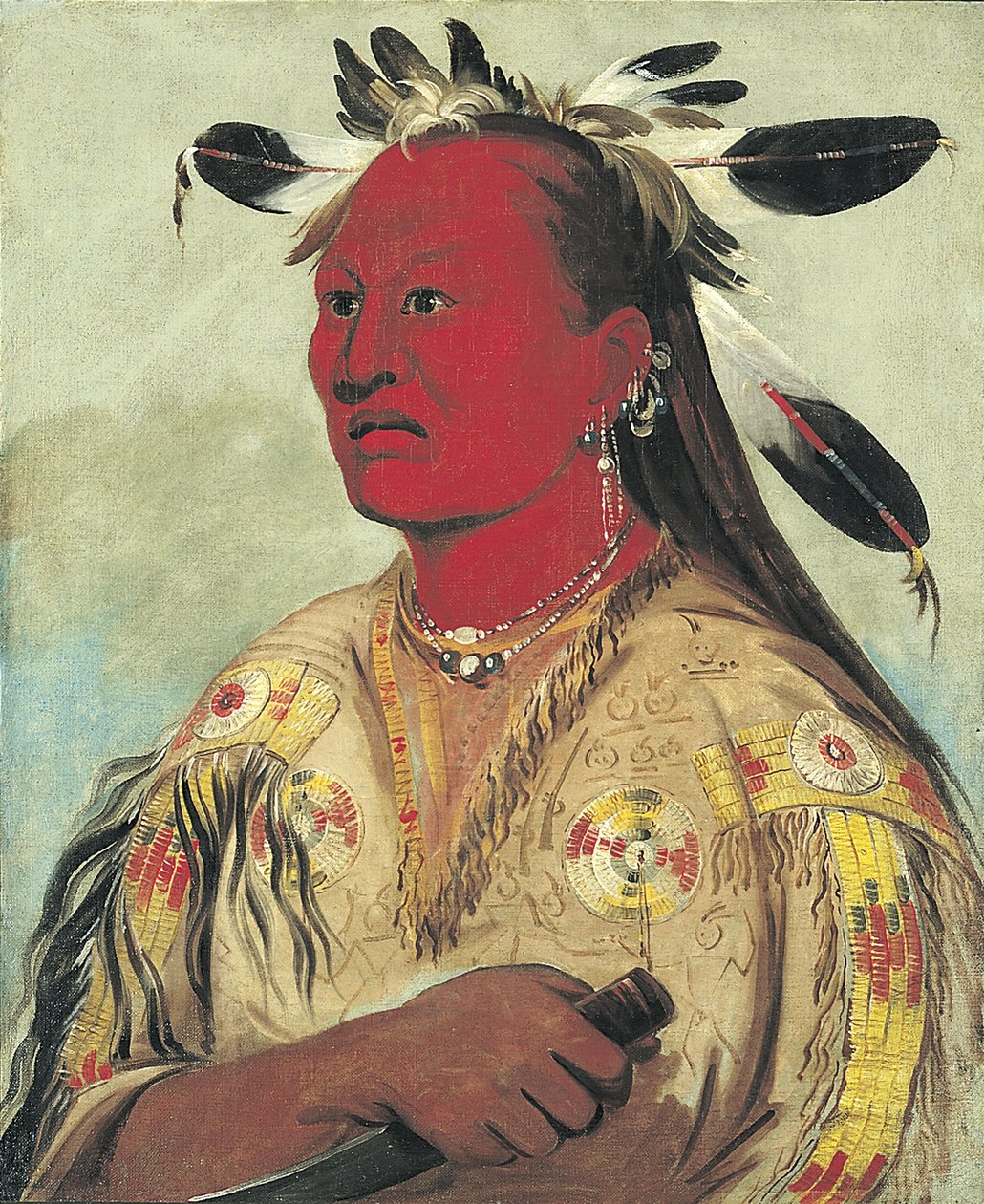 Stán-au-pat, Bloody Hand, heimon päällikkö, 1832. tekijältä George Catlin