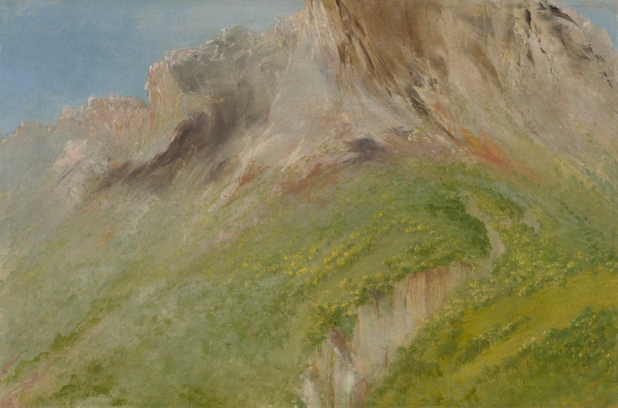 Ta-wa-que-nah eli Kalliovuori, lähellä komanssien kylää. tekijältä George Catlin