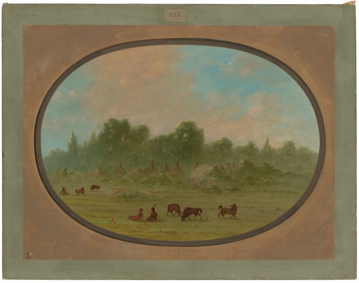 Tawahquenan kylä tekijältä George Catlin