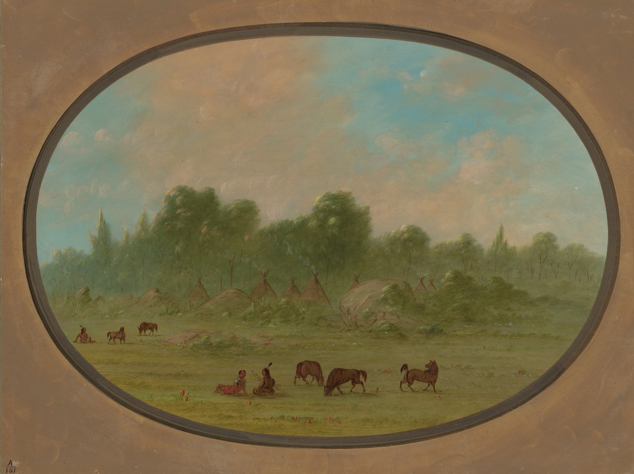 Tawahquenan kylä, 18611869. tekijältä George Catlin