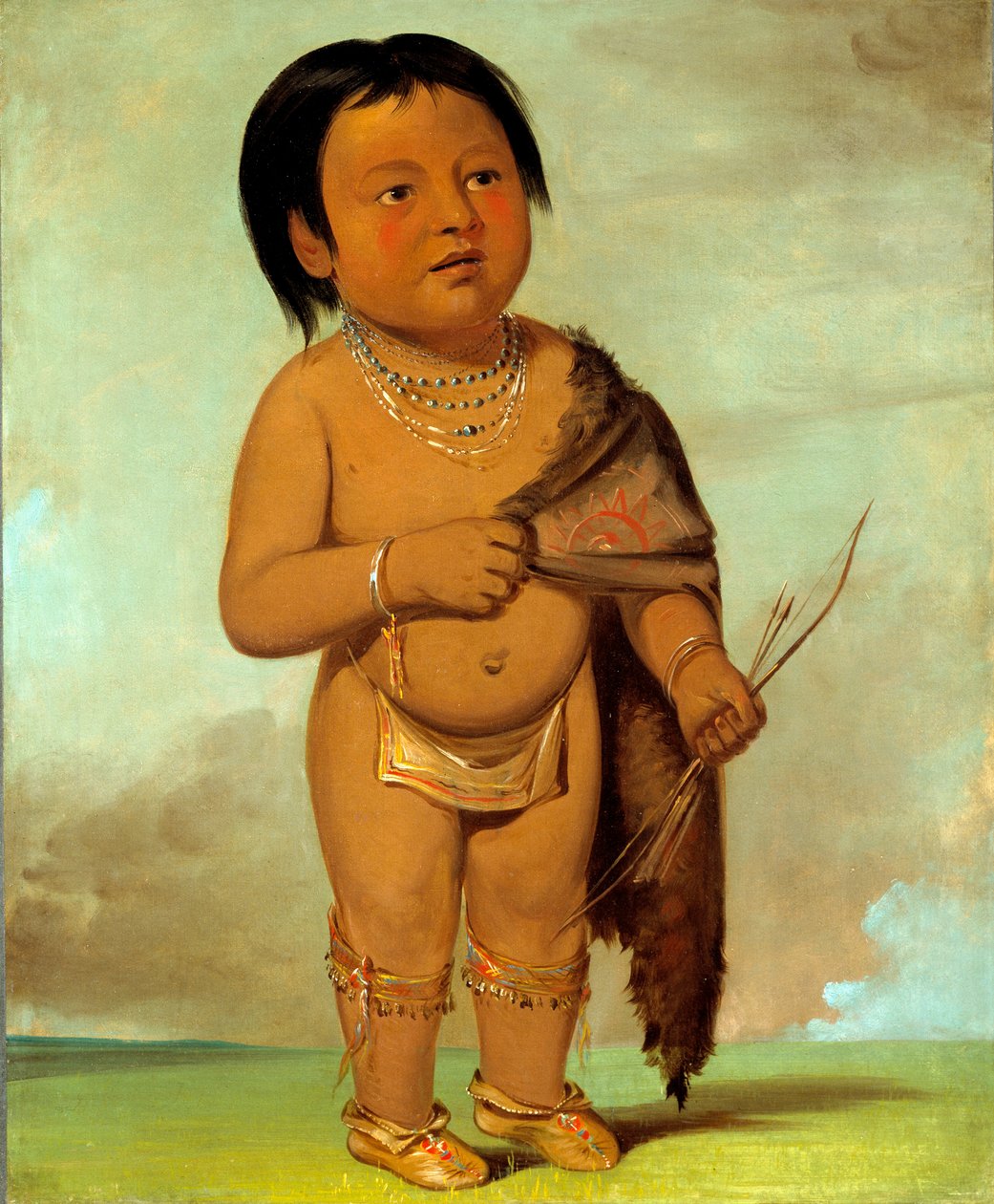 Tcha-aés-ka-ding, Buffalo Bullin selkärasvan pojanpoika, 1832. tekijältä George Catlin
