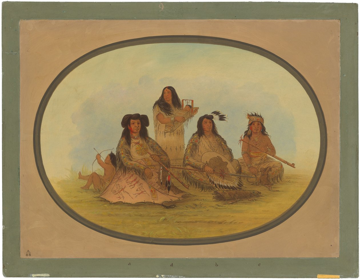 Sioux-päällikkö useiden intiaanien kanssa tekijältä George Catlin