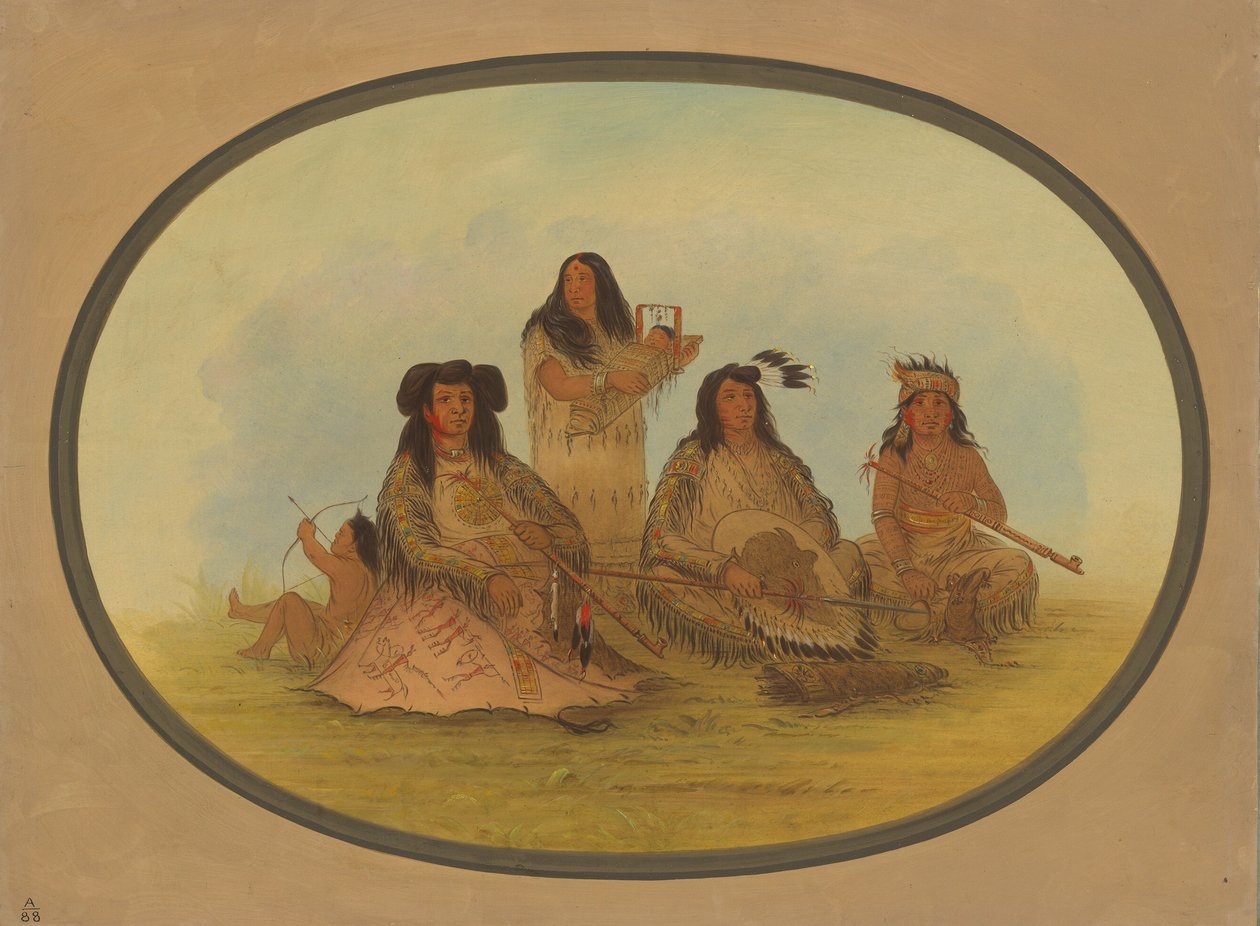Sioux-päällikkö useiden intiaanien kanssa, 18611869. tekijältä George Catlin