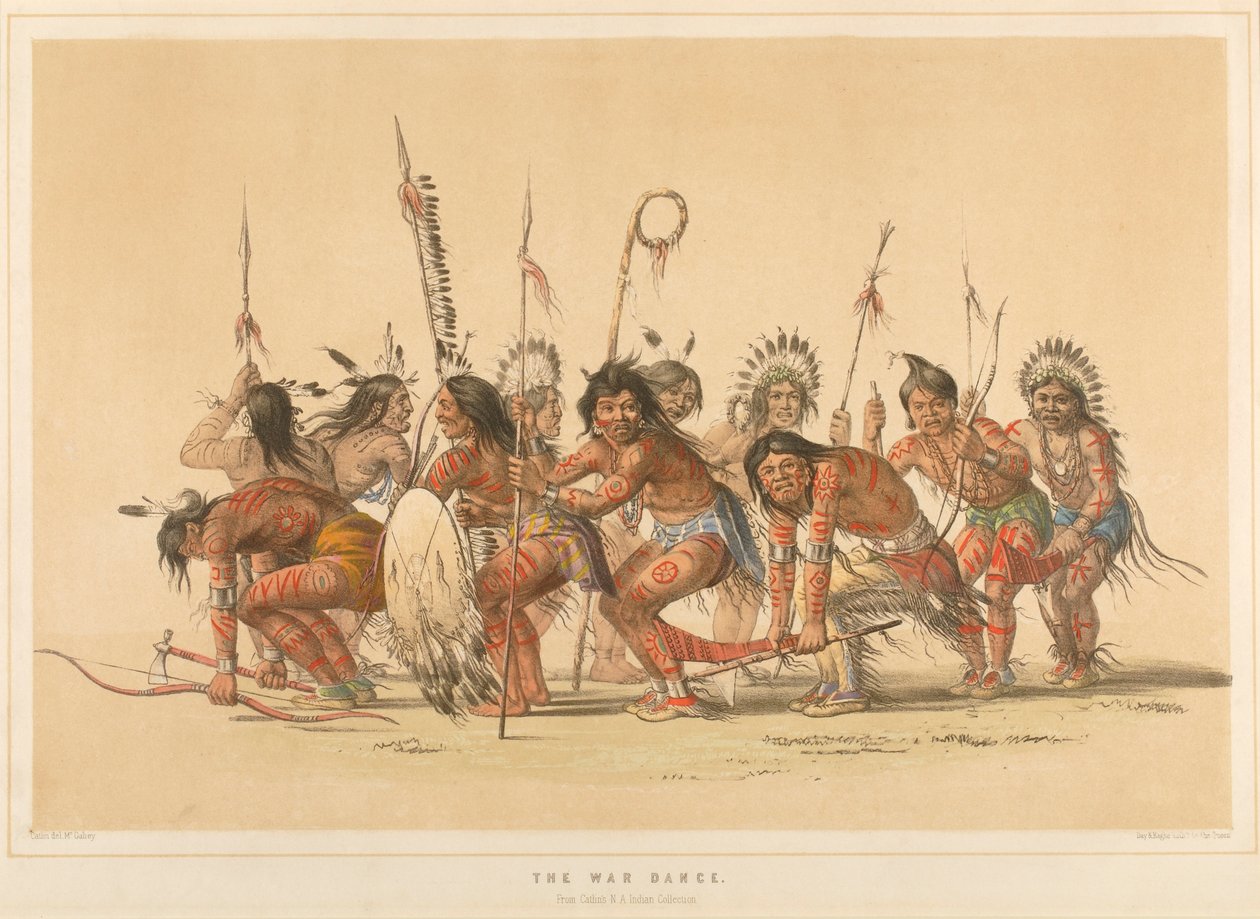 Sotatanssi, portfoliosta "Pohjois-Amerikan intiaani" tekijältä George Catlin