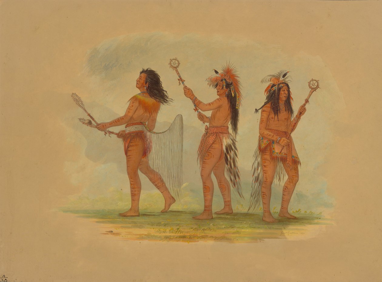 Kolme juhlittua pallonpelaajaa - Choctaw, Sioux ja Ojibbeway, 1861. tekijältä George Catlin