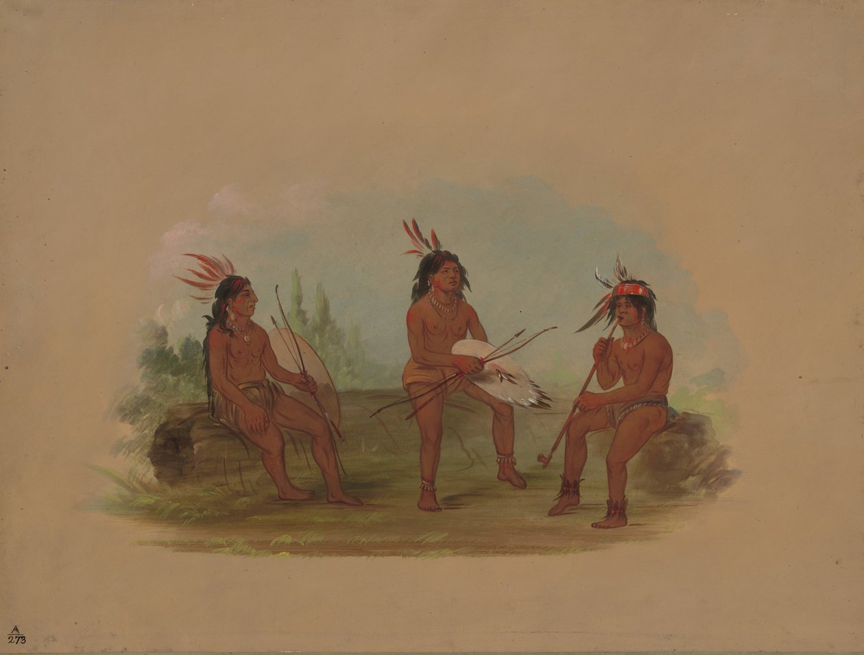 Kolme nuorta Chinook-miestä, 18551869. tekijältä George Catlin