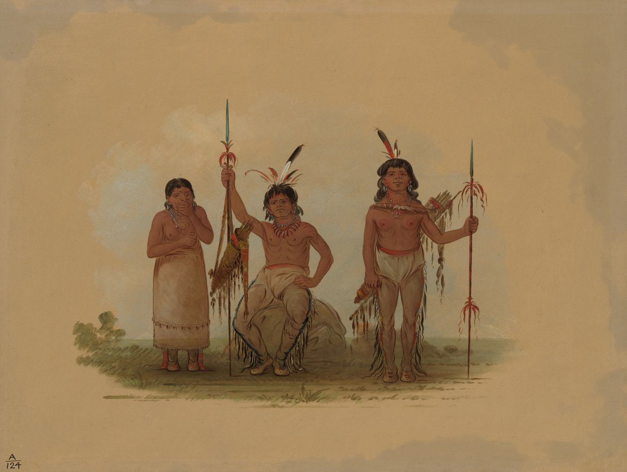 Kaksi Arapaho-soturia ja nainen, 18611869. tekijältä George Catlin