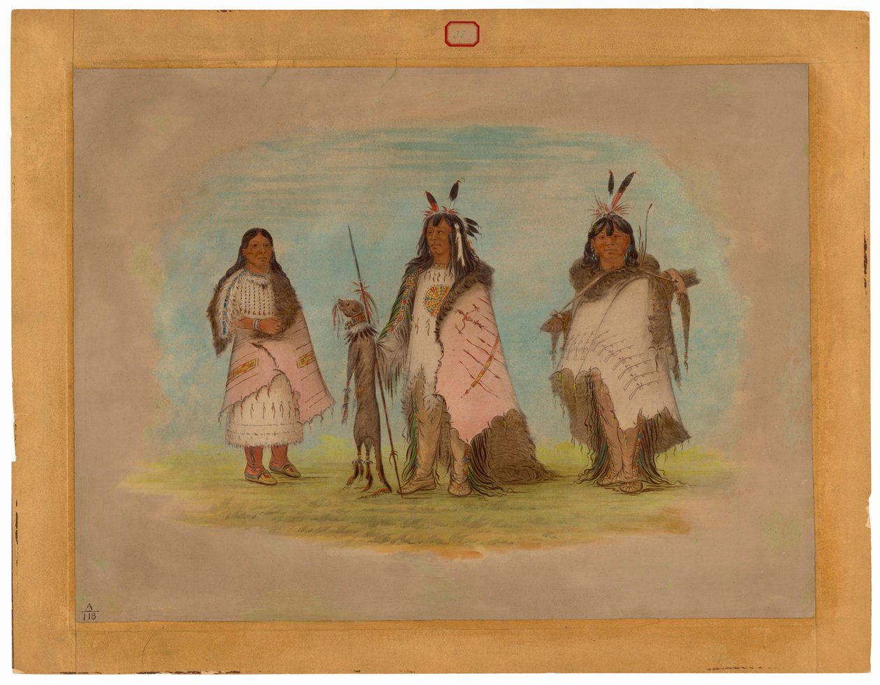 Kaksi Blackfoot Warrioria ja nainen tekijältä George Catlin