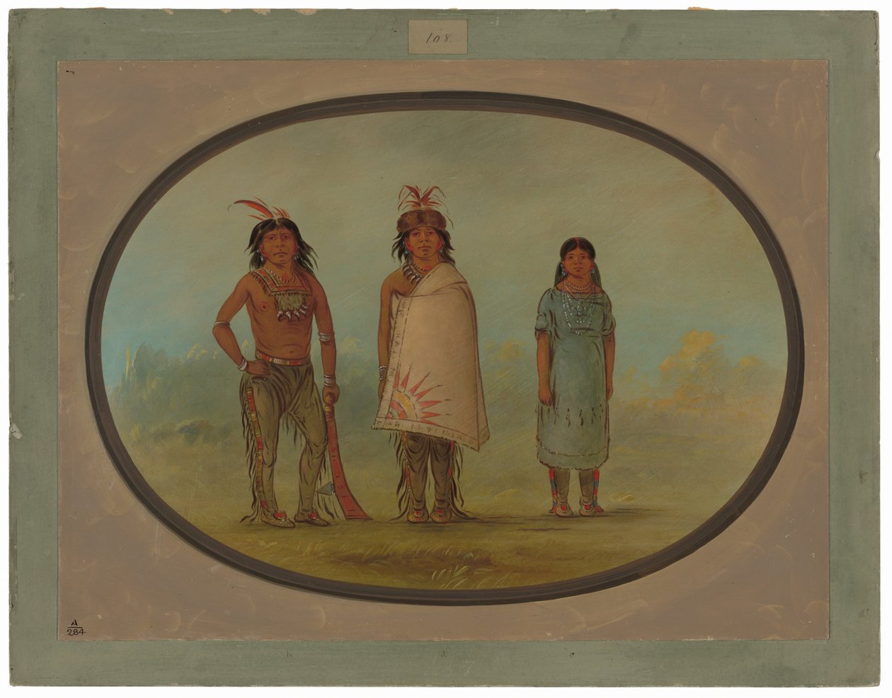 Kaksi chippewyan-soturia ja nainen tekijältä George Catlin