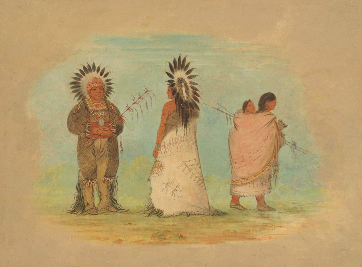 Kaksi Ottoe-päällikköä ja nainen, 18611869. tekijältä George Catlin