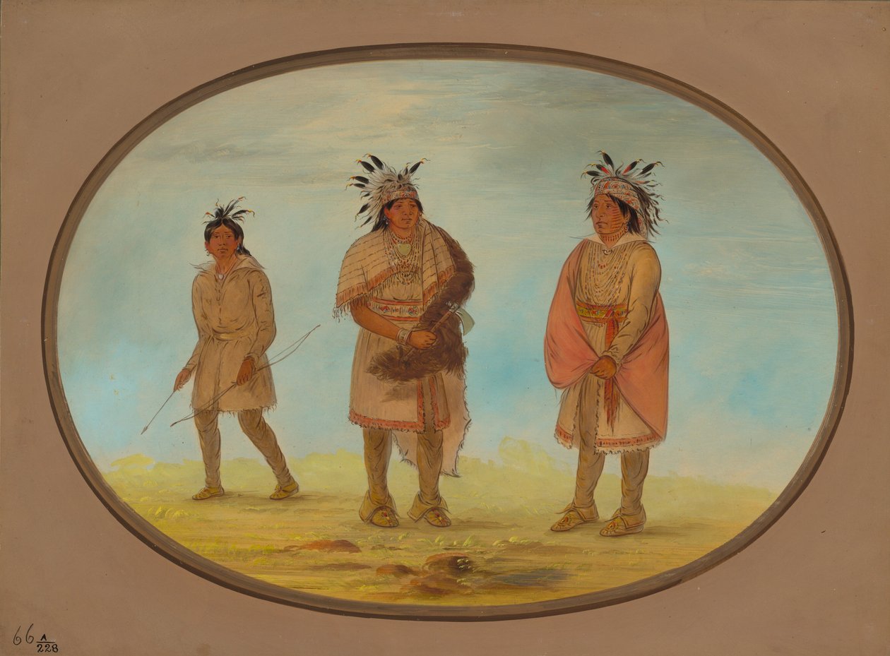 Kaksi Weeah Warrioria ja nainen, 18611869. tekijältä George Catlin