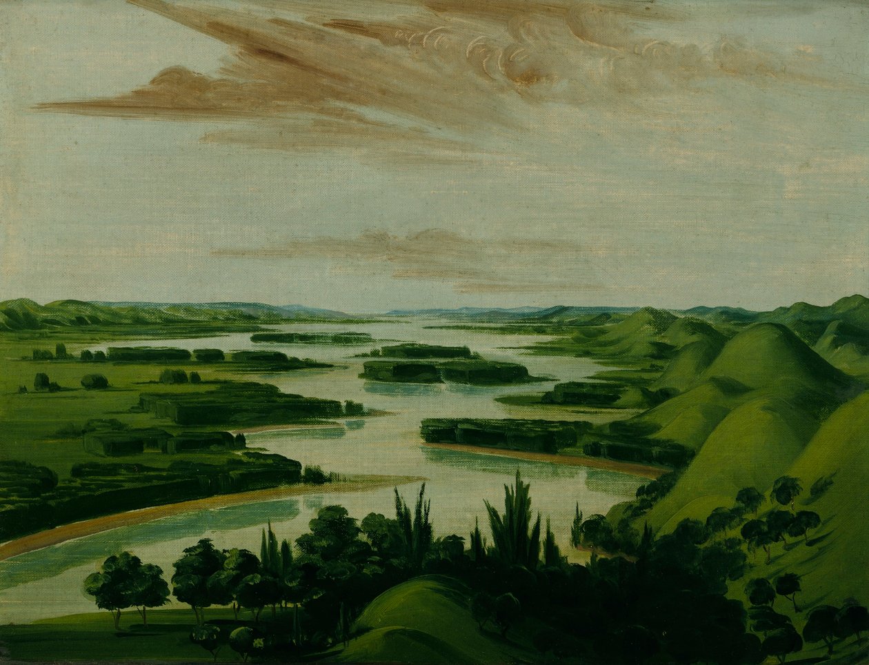 Näkymä Floydin haudalta, 1300 mailia St. Louisin yläpuolella tekijältä George Catlin