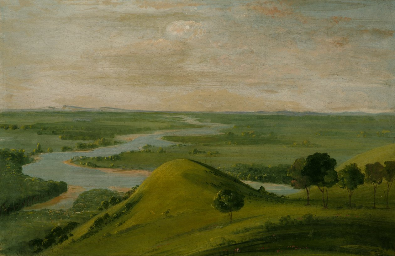 Näkymä Punaisen joen ja väärän Washitan risteyksestä Texasissa, 1834-1835. tekijältä George Catlin