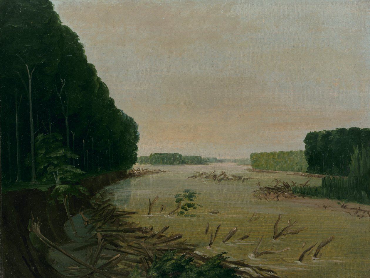 Näkymä Missourille, Alluvial Banks Falling in, 600 mailia St. Louisin yläpuolella, 1832. tekijältä George Catlin