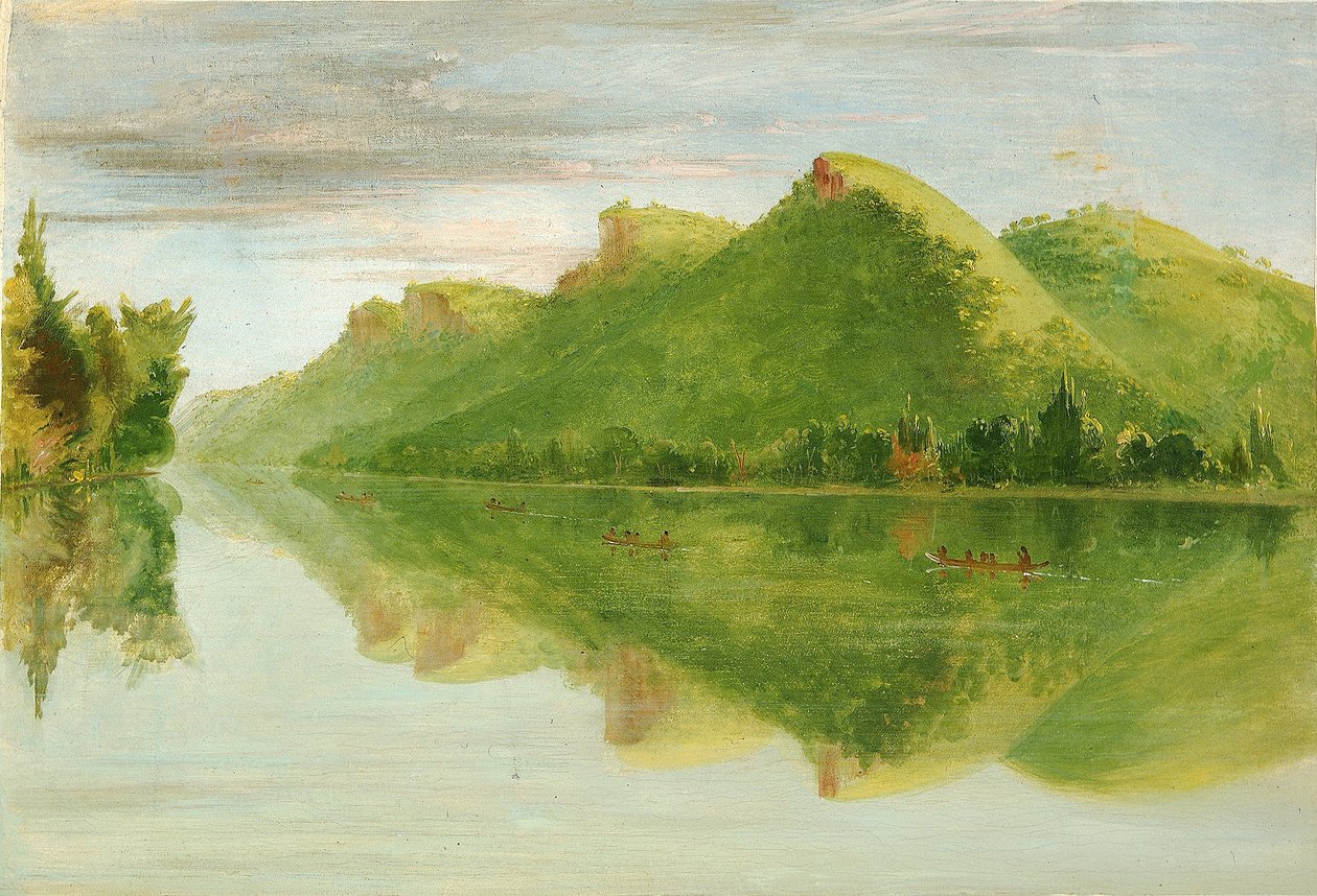 Näkymä Mississippin yläjuoksulle, kauniita preerian kohoumia tekijältä George Catlin