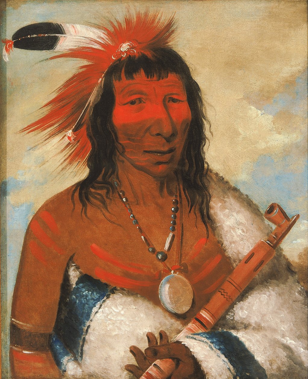 Wá-nah-de-túnk-ah, Iso Kotka (tai Musta Koira), O-hah-kas-ka-toh-y-an-te-yhtymän päällikkö. tekijältä George Catlin