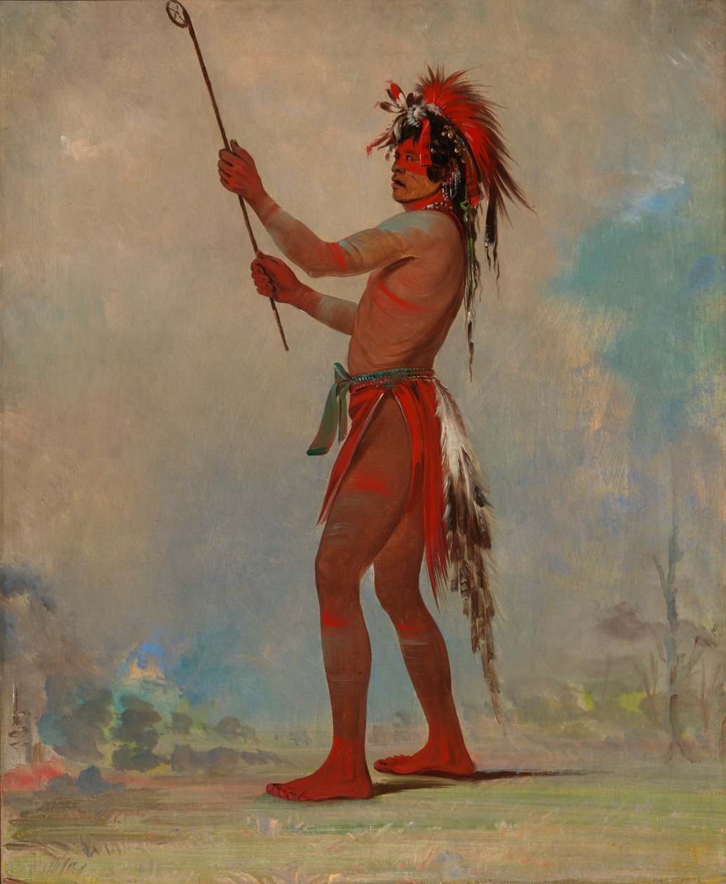 We-chúsh-ta-dóo-ta, Punainen mies, arvostettu pallopelaaja tekijältä George Catlin