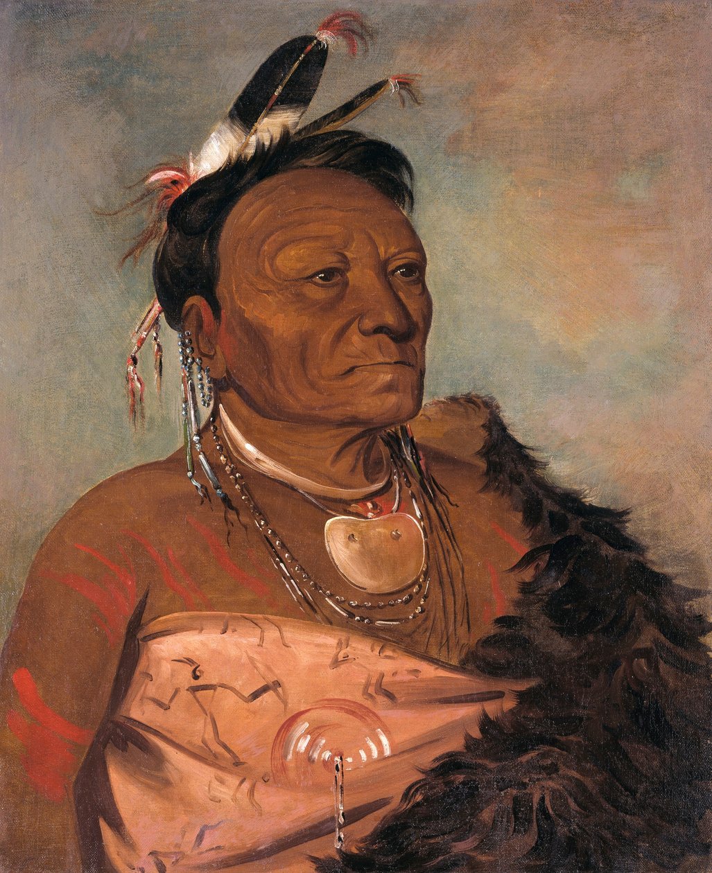 Wee-tá-ra-shá-ro, heimon pääpäällikkö tekijältä George Catlin