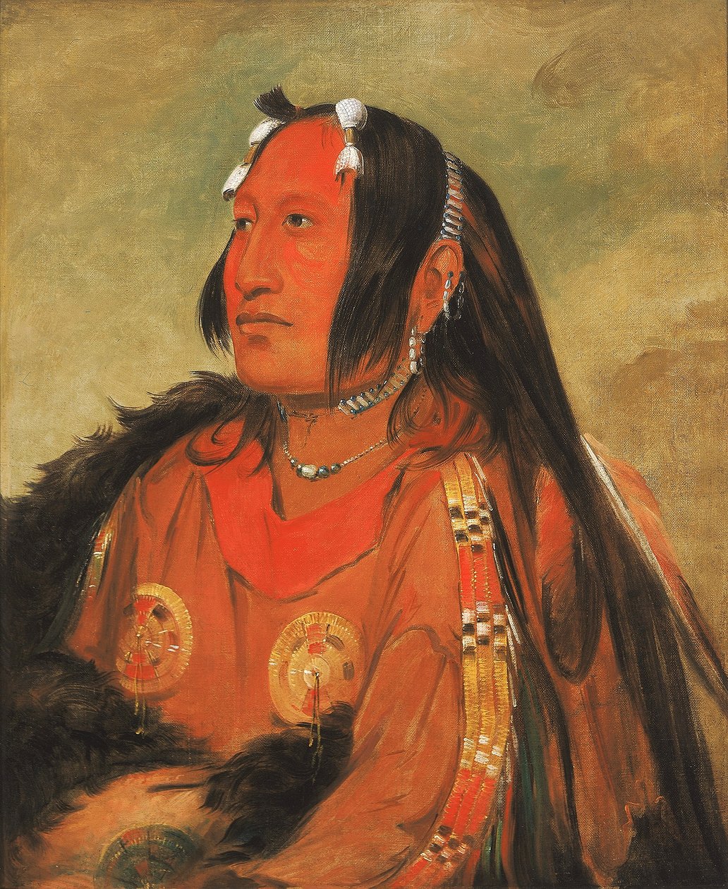 Wi-jún-jon, Kyyhkynmunanpää (Valo), ansioitunut nuori soturi. tekijältä George Catlin