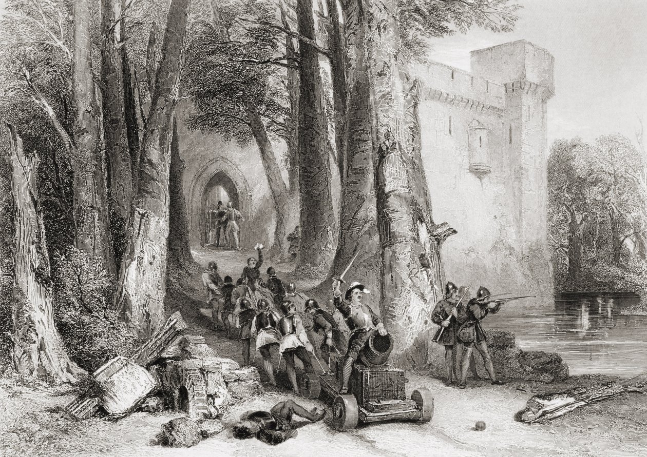 The Siege of Lathom House, 1644, kaiverrus W. Topham tekijältä George Cattermole