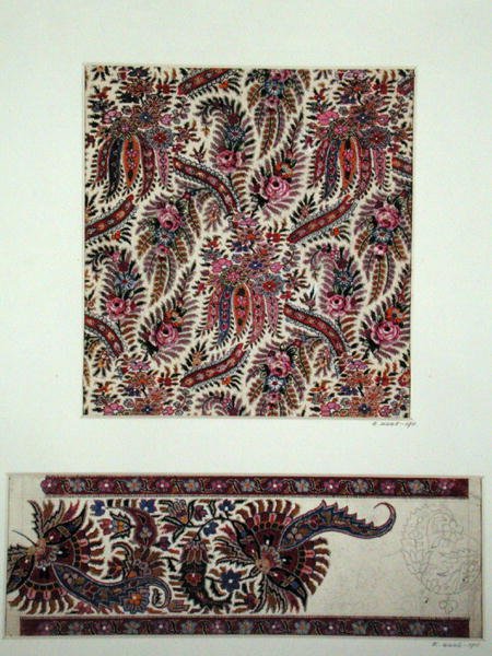 Kangasmallit Paisley Shawlsille, n. 1871 (guassi paperille) tekijältä George Charles Haite