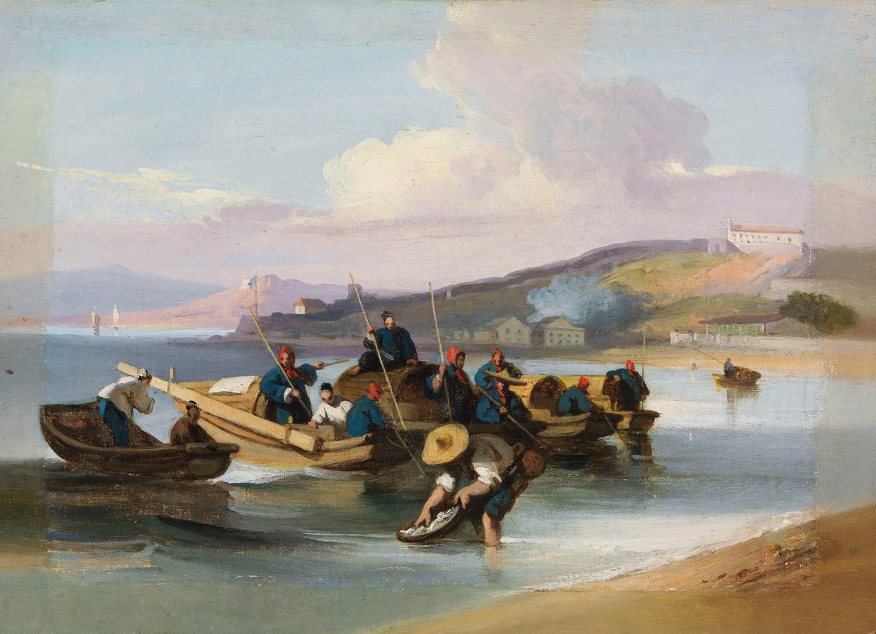 Kiinalainen näkymä, kalastajia tekijältä George Chinnery
