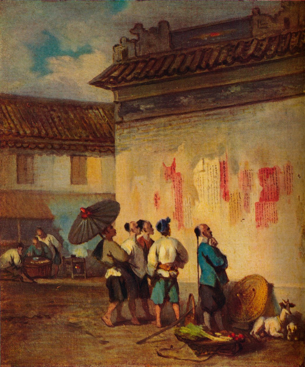 Coolies Reading a Proklamation, Macao, 1840 tekijältä George Chinnery