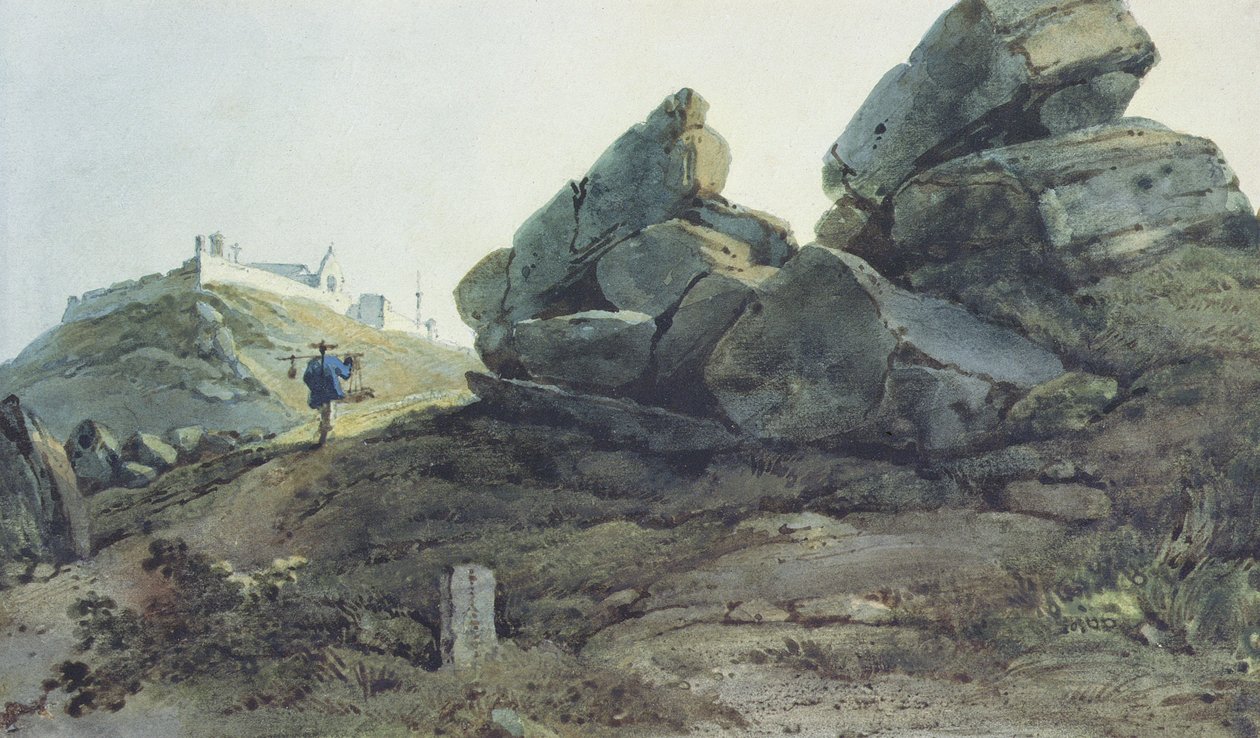 Rocks and a Hill Convent, Kiina tekijältä George Chinnery