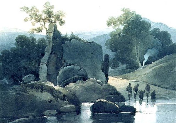 Raunioitu hauta hindupesulla tekijältä George Chinnery