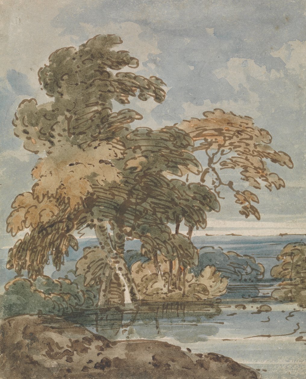 Puut joen rannalla tekijältä George Chinnery