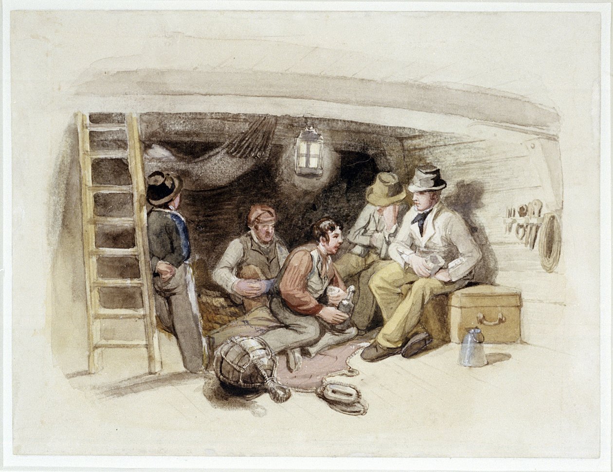 Jack (Tom Saunders), "etuvaijeri", ensimmäisellä matkallaan oppipoikana (väriliitos). tekijältä George Clarkson Stanfield