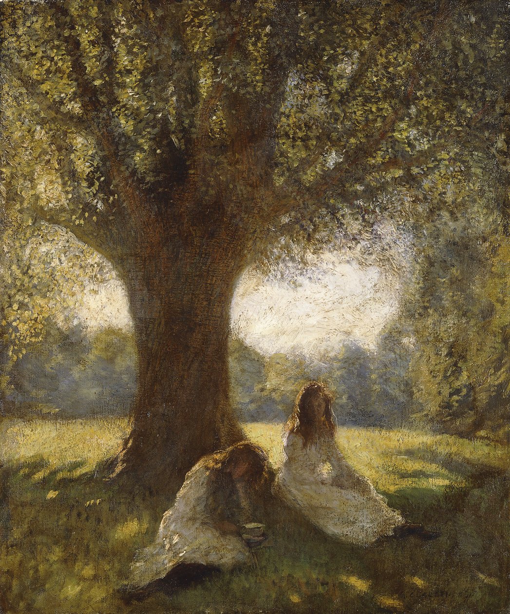 A Shady Spot, n. 1920 (öljy kankaalle) tekijältä George Clausen