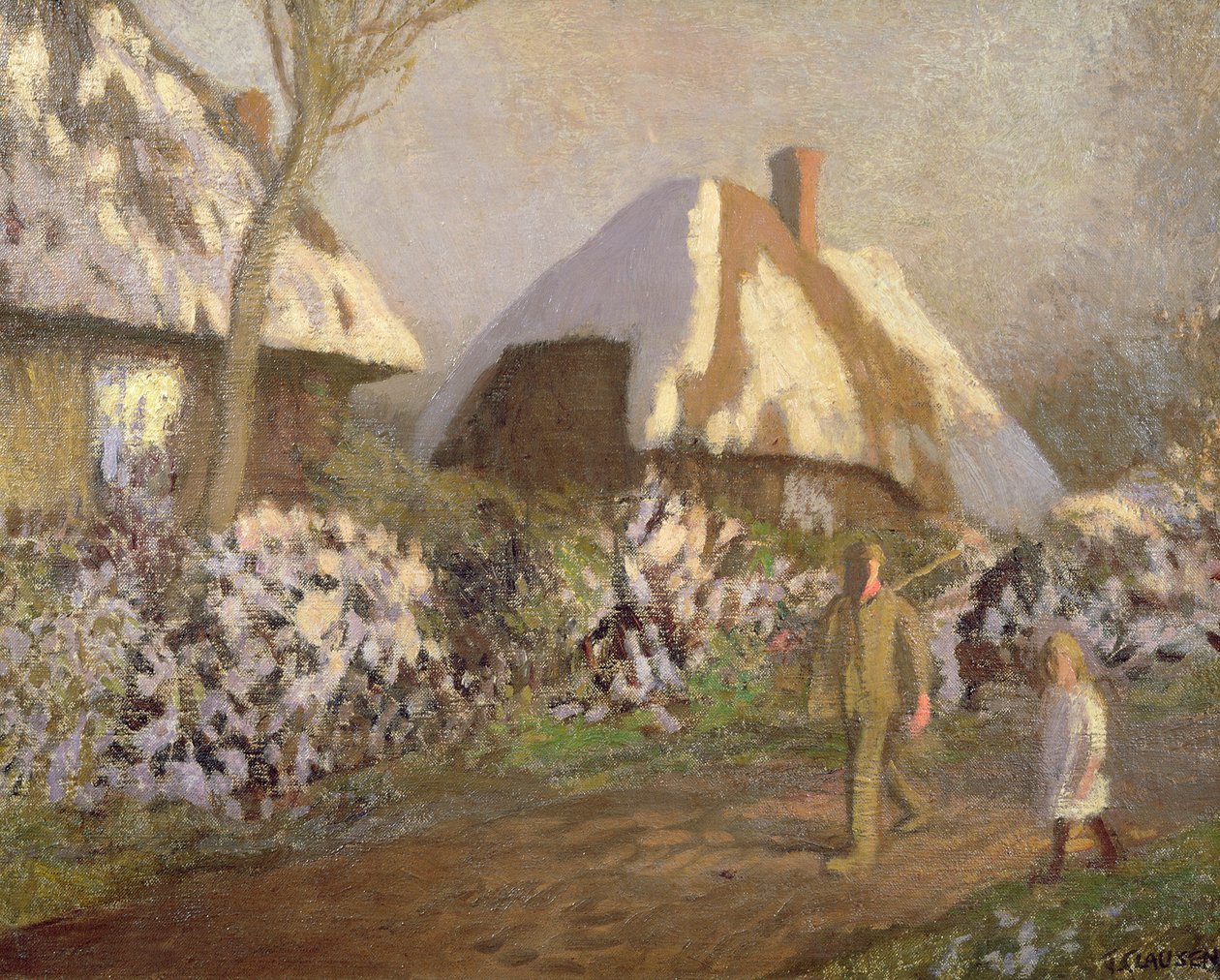 Mökkejä pakkasiltapäivällä tekijältä George Clausen