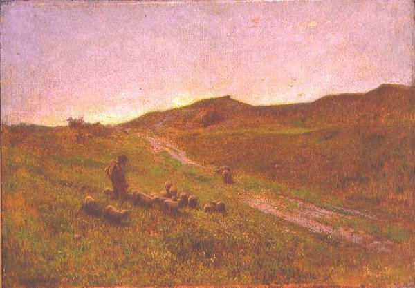 Ilta nummilla (öljy kankaalle) tekijältä George Clausen