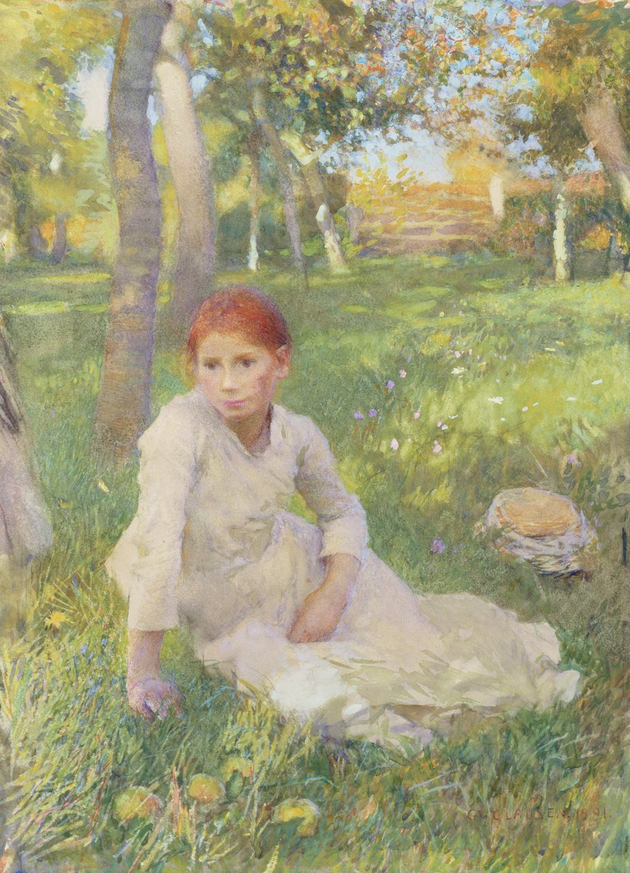 Idleness, 1891 (wc levylle asennettuna paperille) tekijältä George Clausen