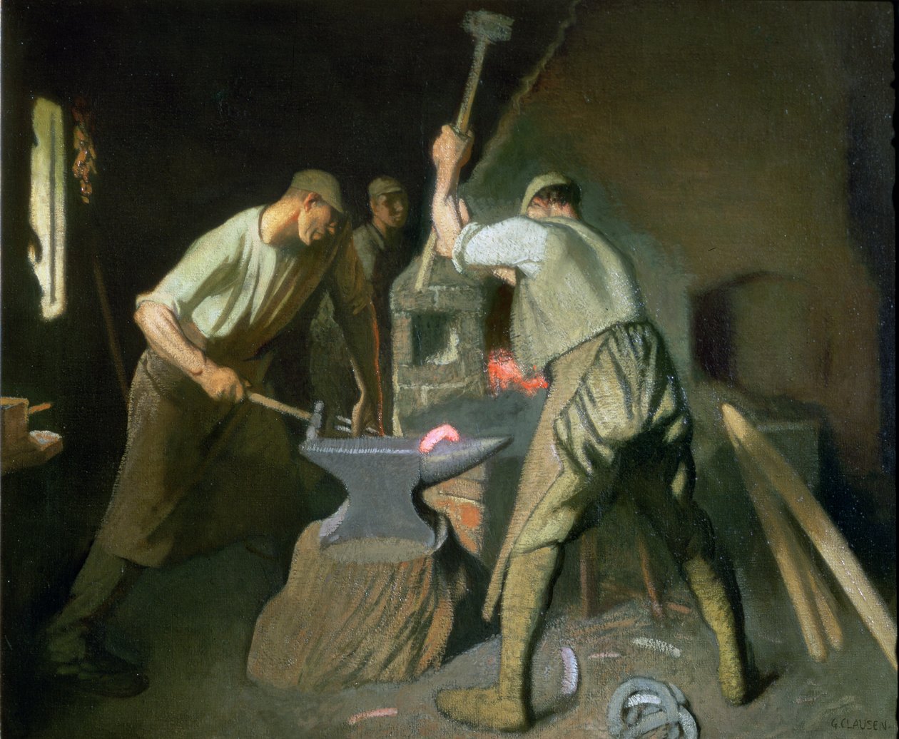 Huonekalut ja erilaiset esineet 1100- ja 1300-luvuilta tekijältä George Clausen