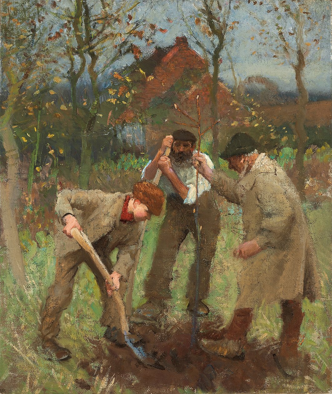 Puun istuttaminen (öljy kankaalle) tekijältä George Clausen