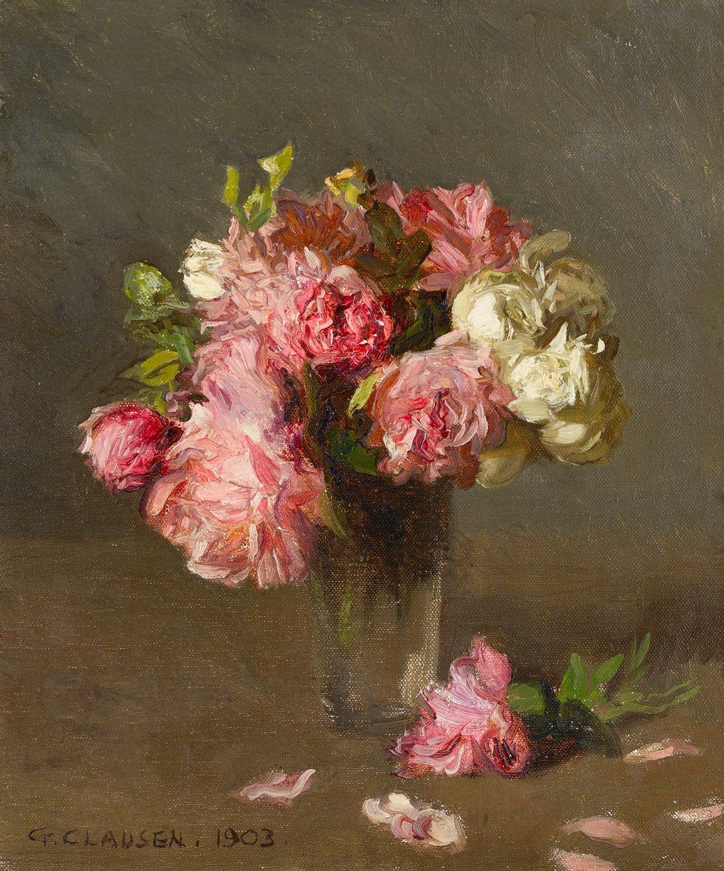 Ruusuja maljakossa tekijältä George Clausen
