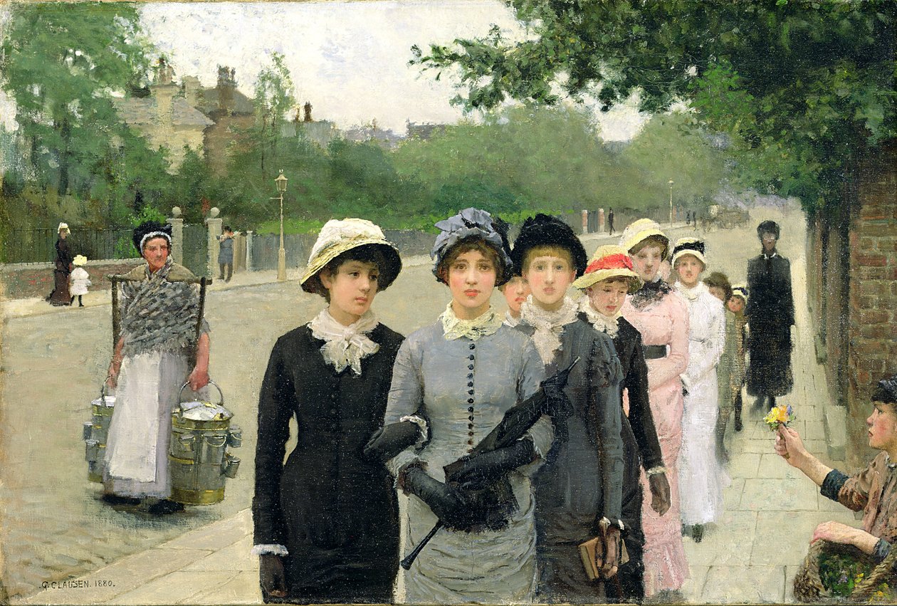 Huonekalut ja erilaiset esineet 1100- ja 1300-luvuilta tekijältä George Clausen
