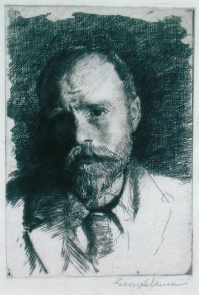 Omakuva, n. 1895 (etsaus) tekijältä George Clausen