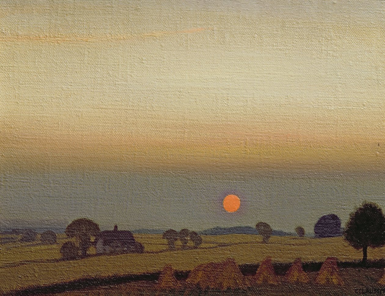 Auringonlasku, noin 1920 tekijältä George Clausen