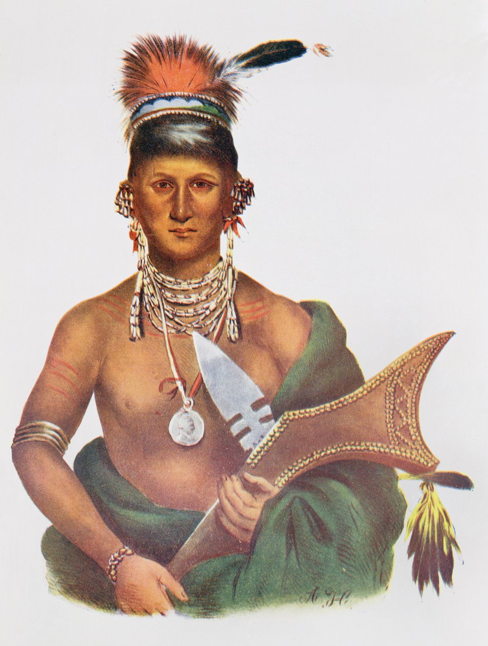 Appanoose, Saukin päällikkö, 1837, kuvitus teoksesta "The Indian Tribes of North America, Vol.2", Thomas L. McKenney ja James Hall, pub. kirjoittanut John Grant tekijältä George Cooke