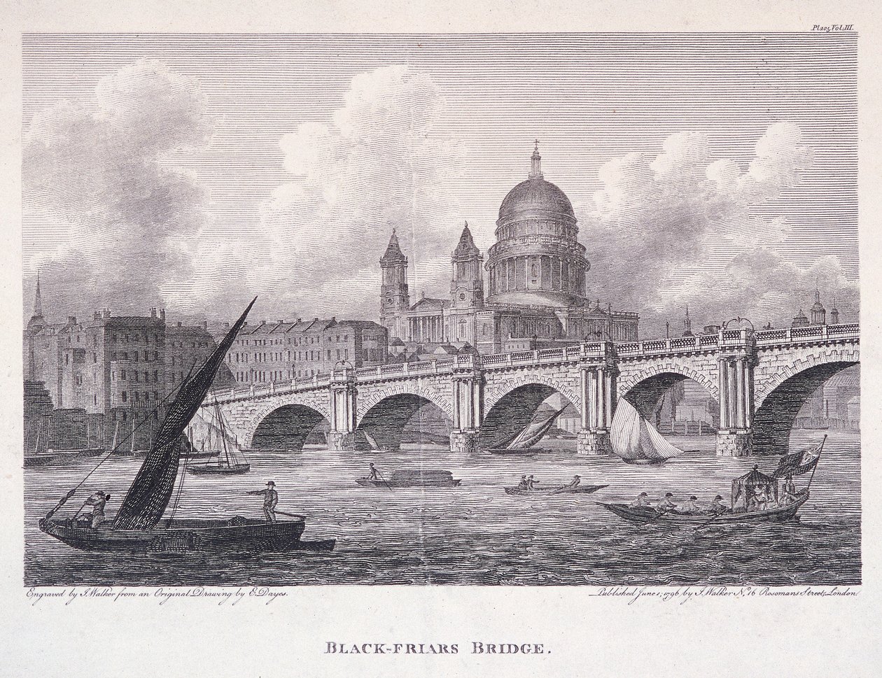 Blackfriars Bridge, Lontoo, 1827 tekijältä George Cooke