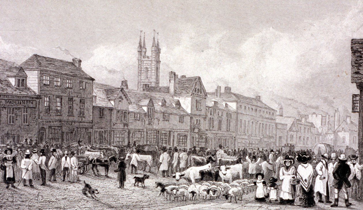 Smithfield Market, Lontoo, 1830 tekijältä George Cooke
