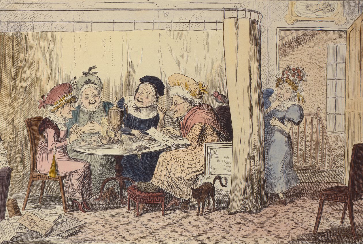 "Utelias Junto herjaavista haltioista tai kuuntelijoista kuulee harvoin hyvää", 1835 tekijältä George Cruikshank
