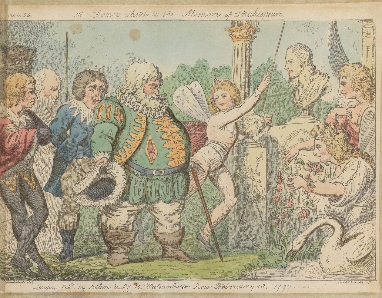 Hieno luonnos Shakespearen muistolle tekijältä George Cruikshank