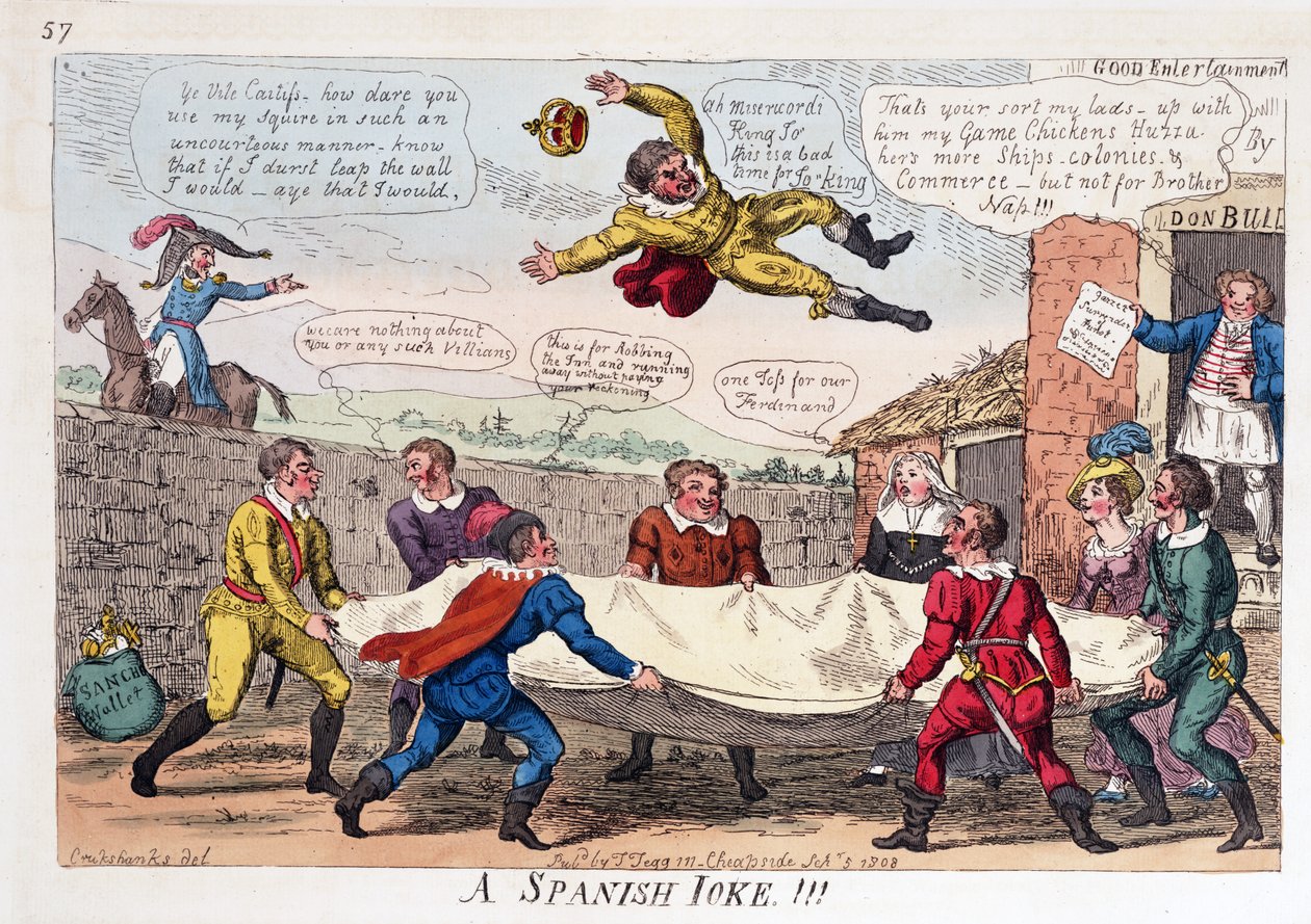 Espanjalainen vitsi, pubi. 1808 (käsinvärinen kaiverrus) tekijältä George Cruikshank