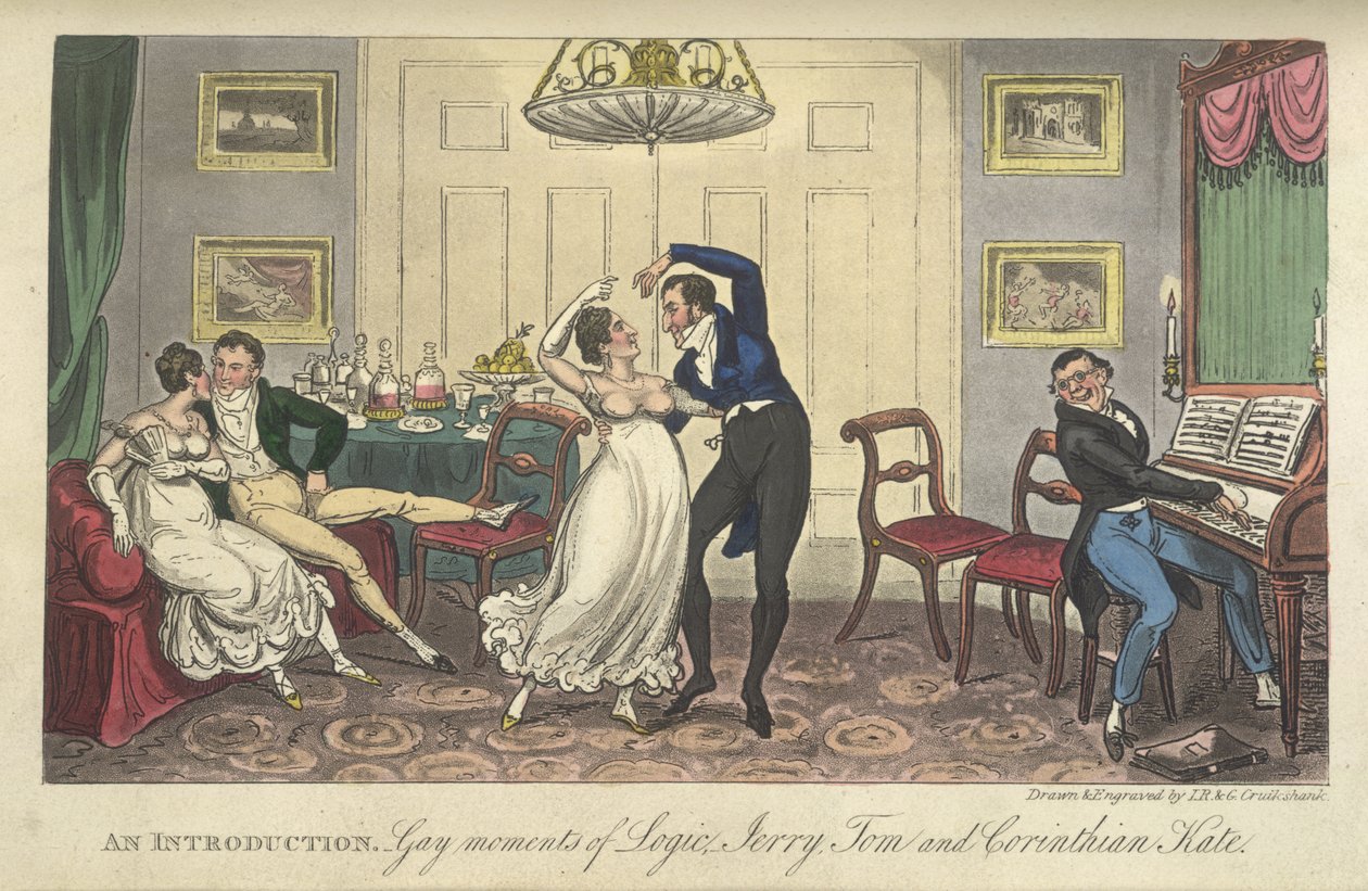 Tanssiva pari, Pierce Egan: Life in London, etc. tekijältä George Cruikshank