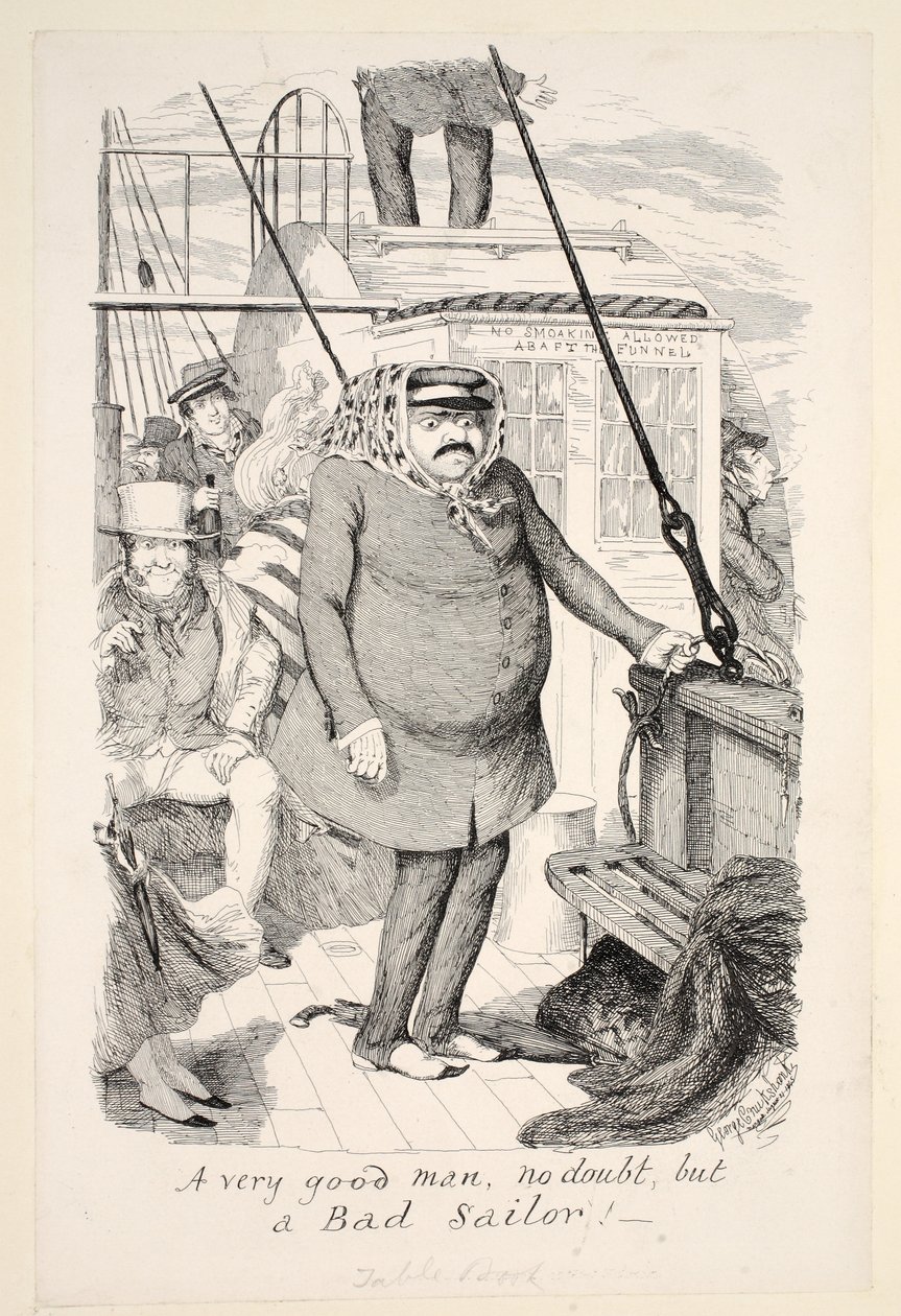 Epäilemättä erittäin hyvä mies, mutta huono merimies!, pubi. 1845 tekijältä George Cruikshank
