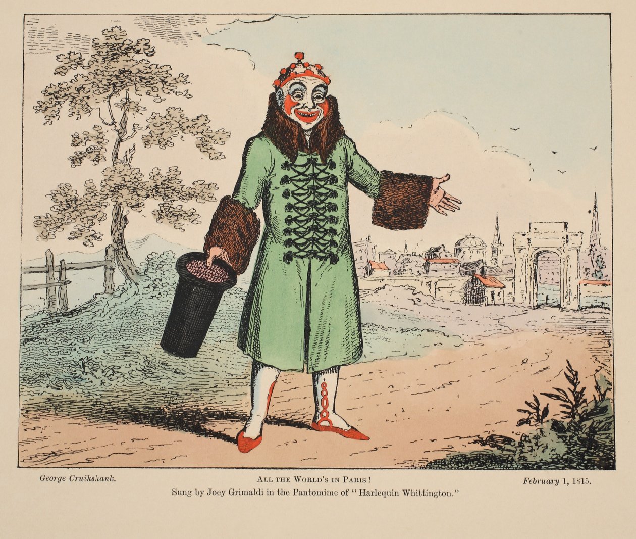 Kaikki maailmat Pariisissa!, pubi. 1815 (käsinvärinen kaiverrus) tekijältä George Cruikshank